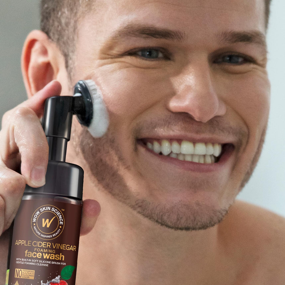 WOW Skin Science application on face demonstration showing gentle massage and improved cleansing