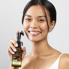 WOW Skin Science ingredient label closeup highlighting ACV, aloe vera, and vitamins for balance