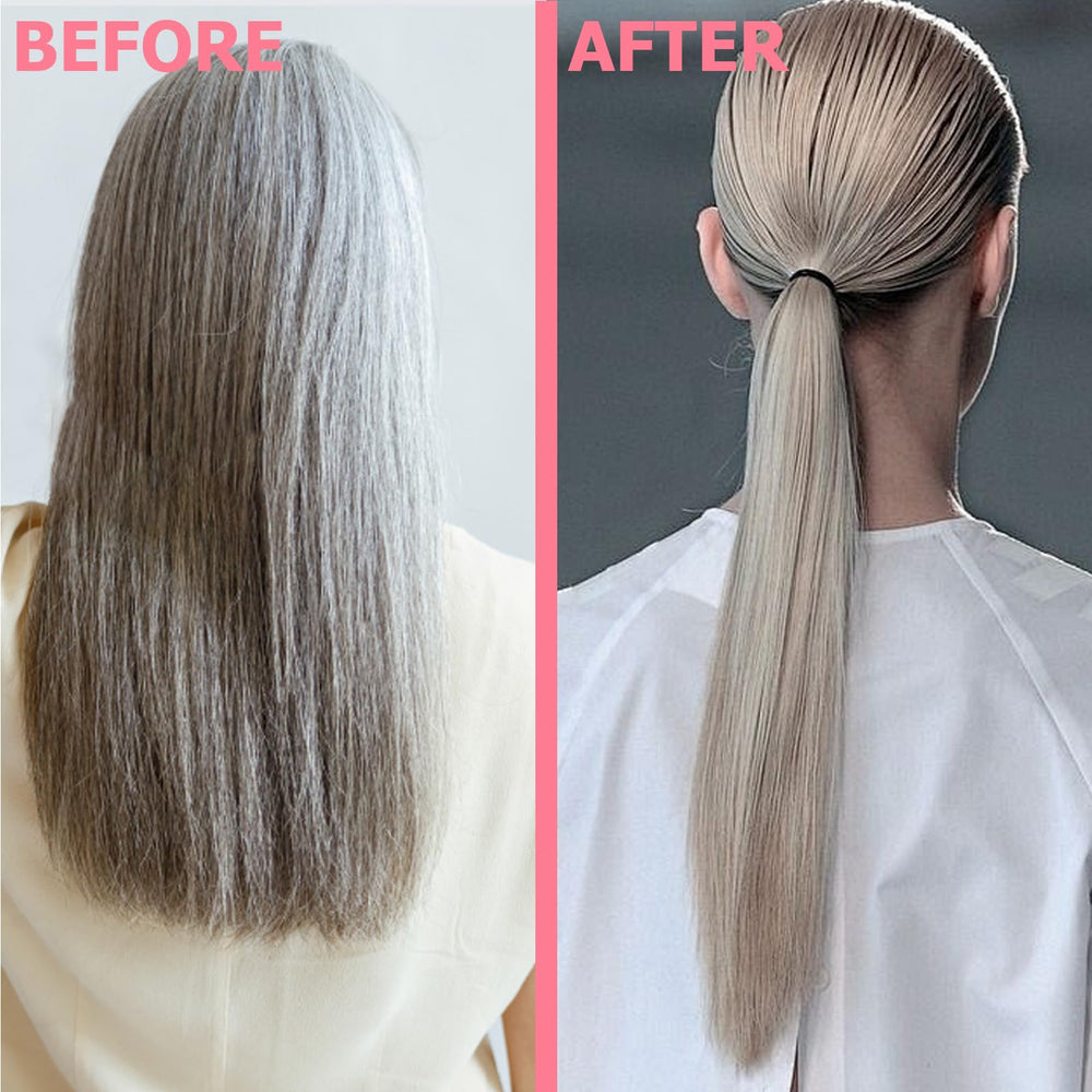 WOZUTUNT application on damp hair illustrating frizz control and smoothness
