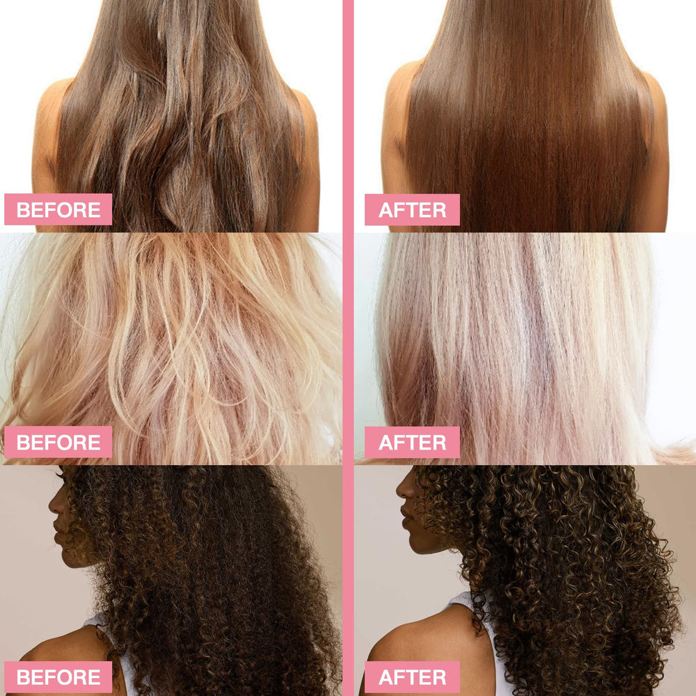 WOZUTUNT before and after showing frizz reduction and shine