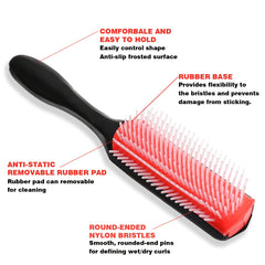 Close view of WOZUTUNT 9-row brush rows for gentle detangling