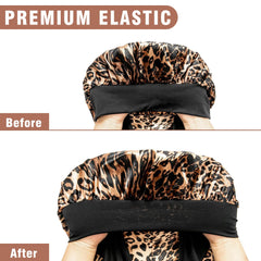 WOZUTUNT bonnet worn in bed lifestyle scene showing overnight hair protection