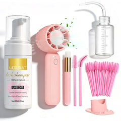 WOZUTUNT front view of lash mousse kit showing all included items for easy maintenance