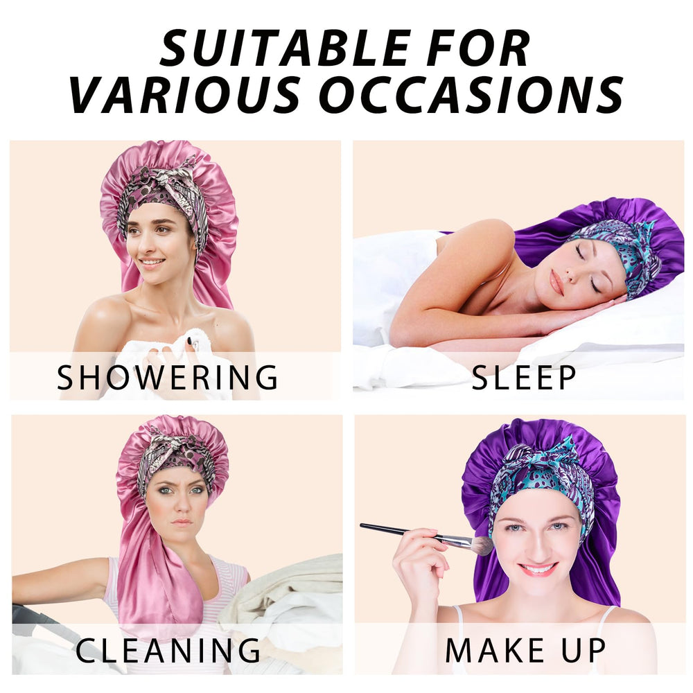 WOZUTUNT bonnet used during bathroom routine keeps hair dry and tidy