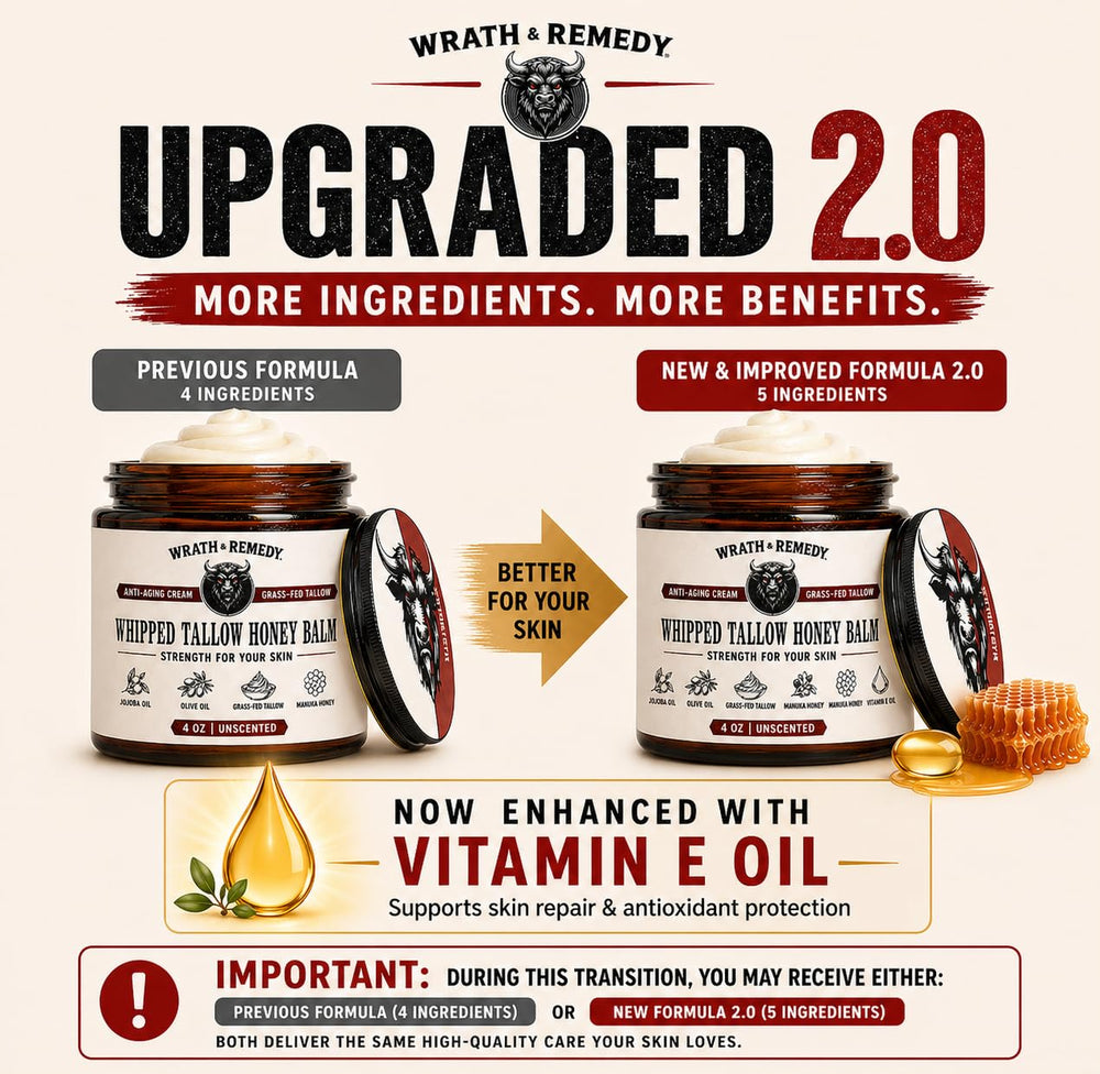 Wrath & Remedy open lid showing golden whipped contents and stable natural formula benefit