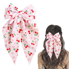 WRBAJIS cherry bow front view shows vivid print and shape for standout style