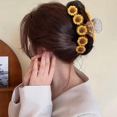 WRBAJIS sunflower clipped in hair outdoors adding cheerful style