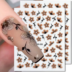 WENEWFINE close-up of black-gold flower decals displaying metallic shine and layering benefit