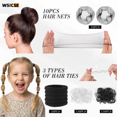 WSICSE stacked nylon hairnets showing breathable mesh for neat bun coverage