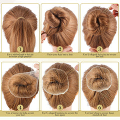 WSICSE stylist securing a bridal bun using pins and hairnet for lasting hold