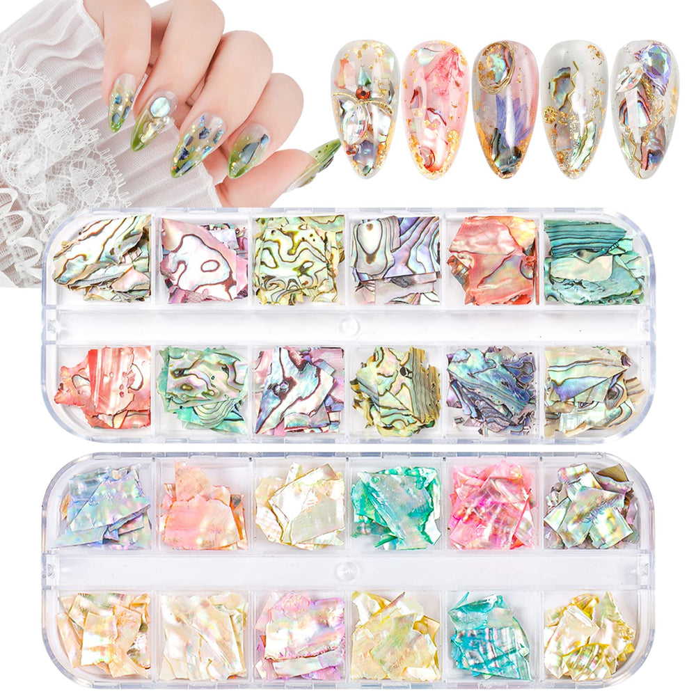 Wsimily front packaging showing 24 grids of colorful abalone flakes and organization benefit