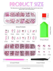 Wsimily mixed-shape pink AB crystal close-up highlighting sparkle and design detail