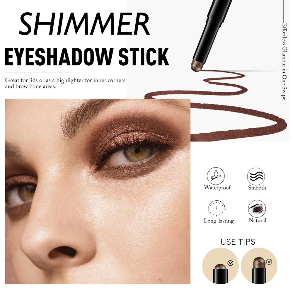 Wugbc eyeshadow stick applied on eyelid demonstrating quick coverage and shimmer