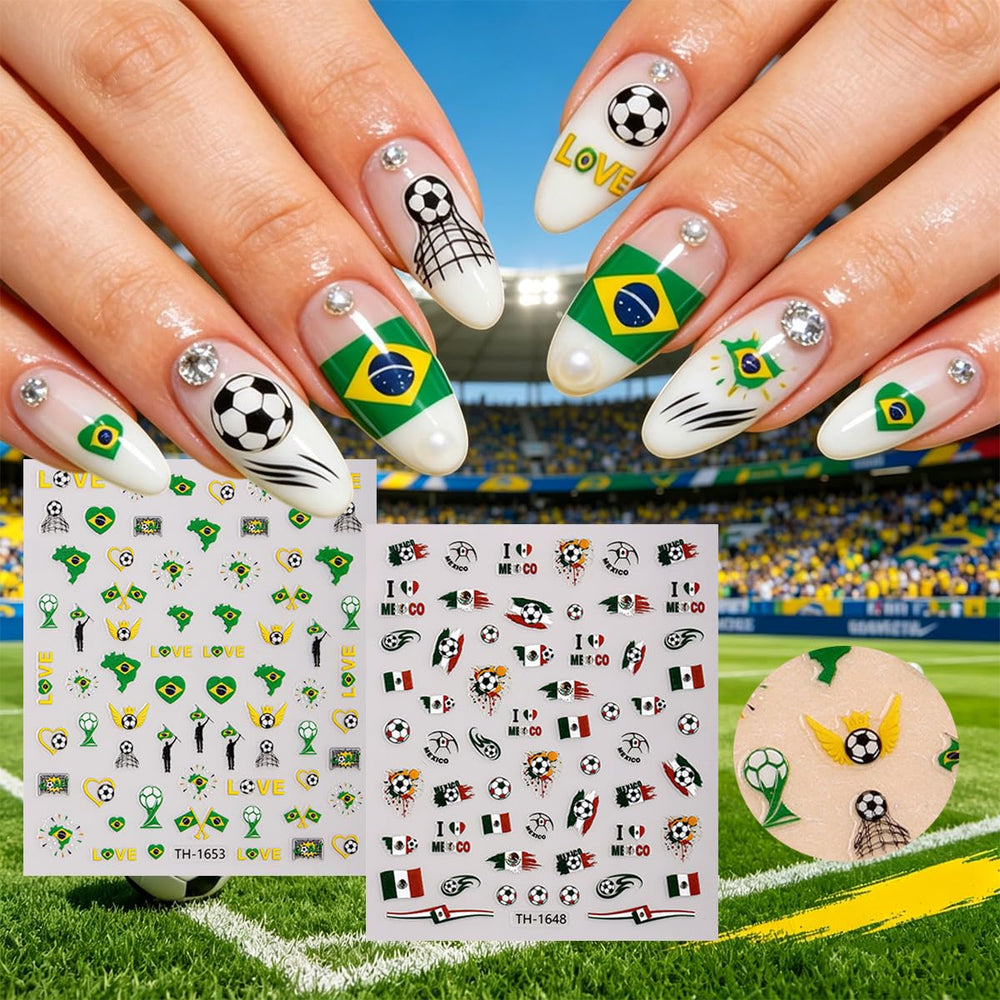 WUHCIM sample nail application displaying finished soccer manicure and instant style