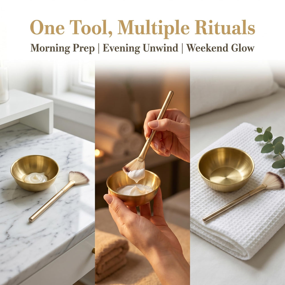 WYMRDOLS bowls in use with mask mixtures demonstrating tidy prep benefit