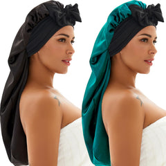 Wzl Wlg front view of both black and teal bonnets showing colors and shape for secure wear