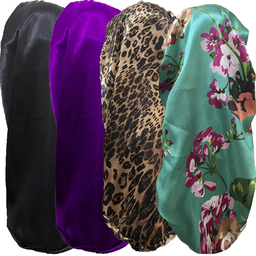 Wzl Wlg front view of four bonnets showing colors and prints, protective comfort