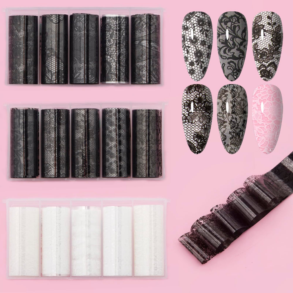XEAOHESY packaging showing 15 lace foil rolls and three boxes for neat storage benefit