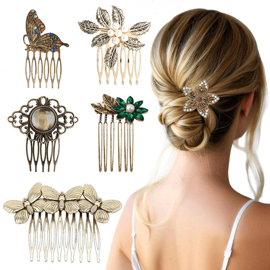 XINHONGJIN front view of six vintage combs showing variety and elegance