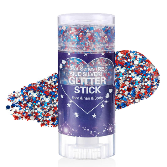 Xiuxixu front packaging showing patriotic glitter stick benefit: ready-to-use sparkle