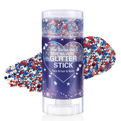 Xiuxixu front packaging showing patriotic glitter stick benefit: ready-to-use sparkle