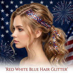 Xiuxixu glitter applied to hair roots demonstrating instant adhesive sparkle