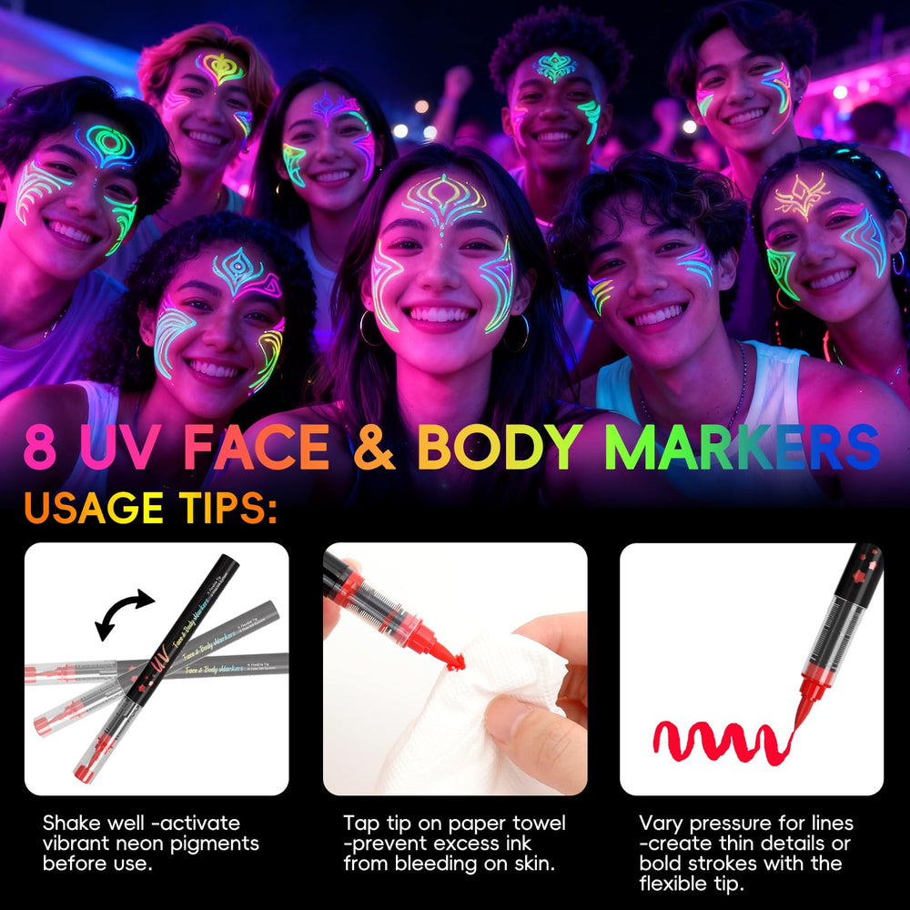 Xkmywhhs model with face paint at festival showing wearable look benefit