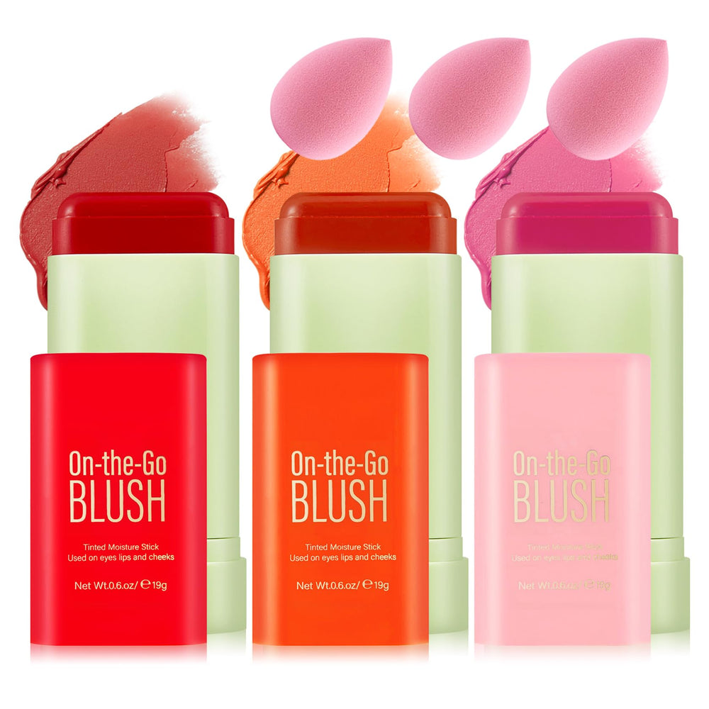XMXueMei front packaging showing three matte blush sticks and box, quick color choice
