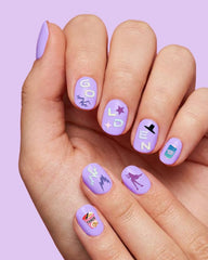 xo, Fetti iridescent foil close-up highlighting shimmer that elevates nail art