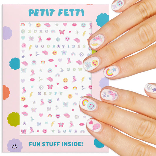 xo, Fetti front packaging showing 496 stickers and party-ready design benefits