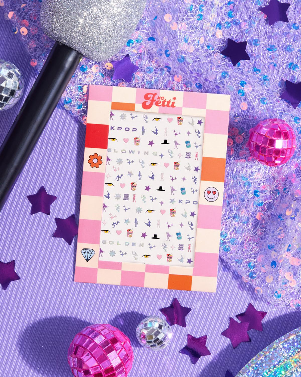 xo, Fetti full sheet layout with colorful icons and letters for versatile designs