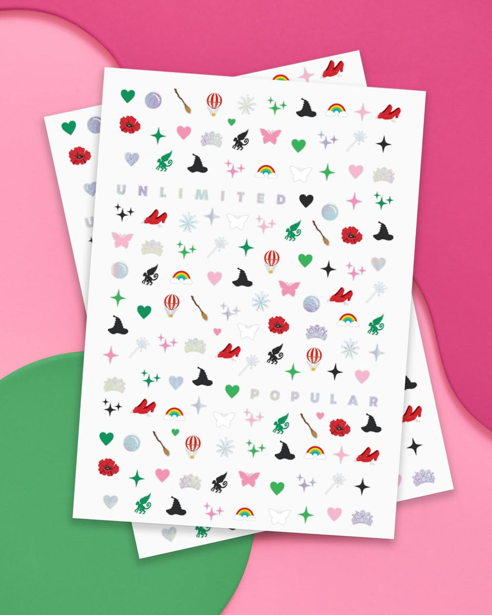 xo, Fetti stickers applied on nails in use showing instant cute witch-themed manicure benefit