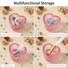 Xosjska dish filled with rhinestones showing organized decoration storage benefit