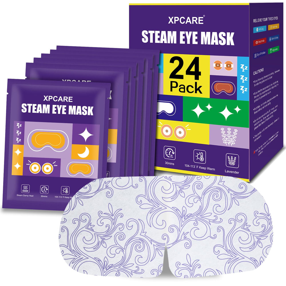 XPCARE front packaging showing 24 lavender steam masks and benefits