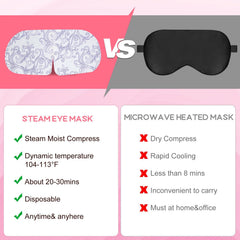 Person wearing XPCARE rose steam eye mask at home relaxing, showing comfort benefit