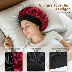 XRACEPHOL bonnet worn by model with curly hair, preserves curls overnight