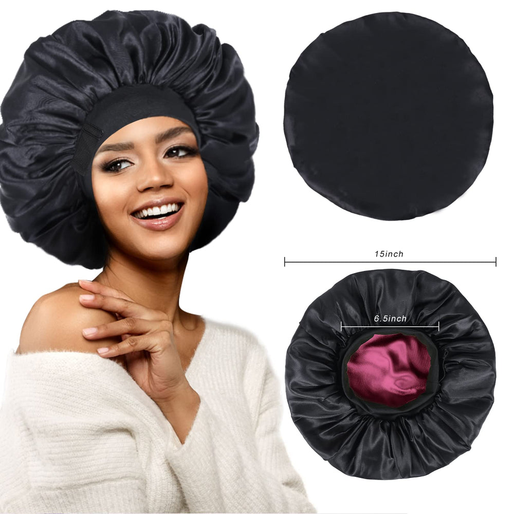 XRACEPHOL bonnet on sleeping woman preserving curls and minimizing frizz overnight