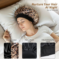 XRACEPHOL model with curly hair wearing bonnet demonstrating style preservation
