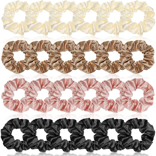 XunYee satin scrunchies front pack showing all classic colors and quantity benefit