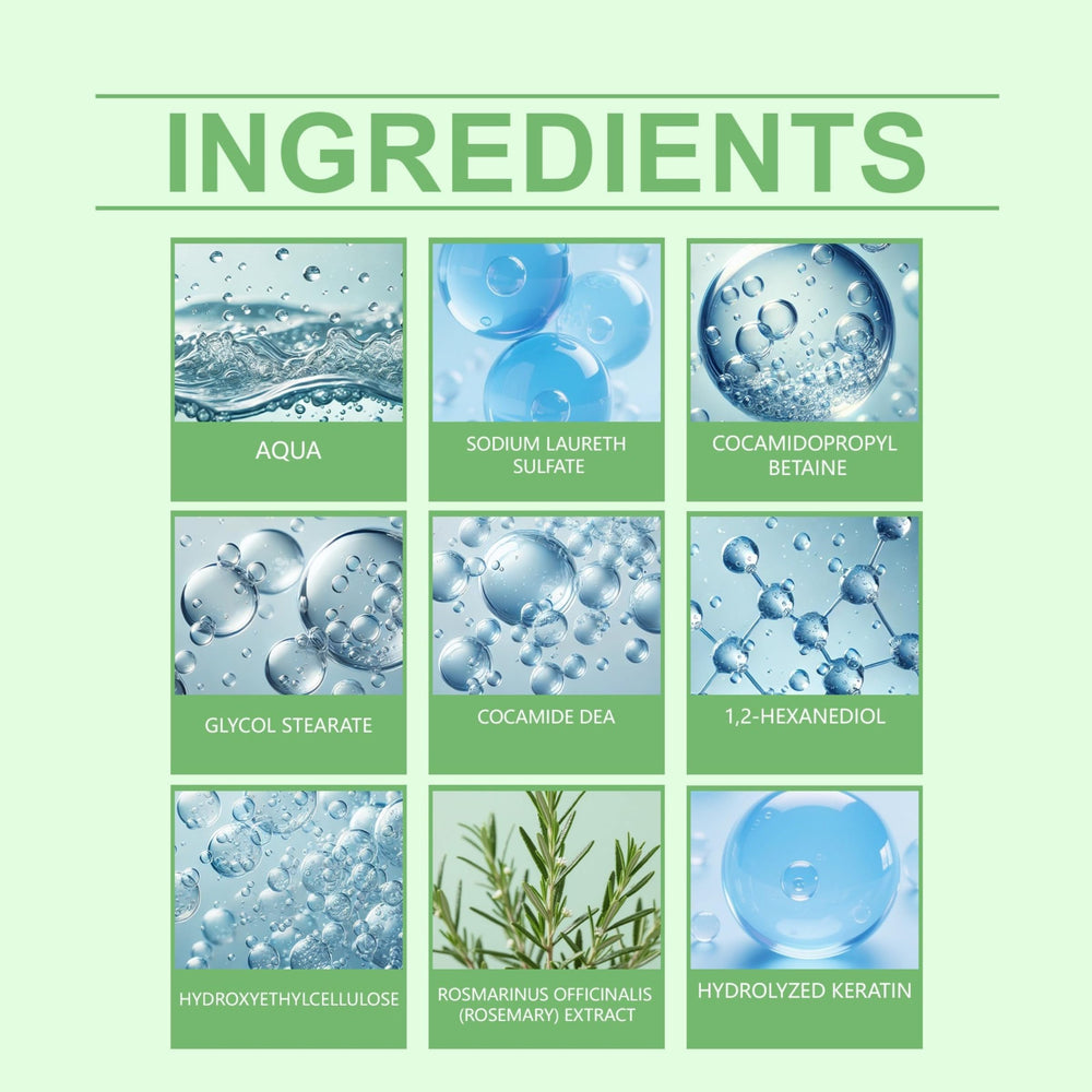 XYFSZDQJZHG rosemary sprigs and keratin peptides staged to show nourishing ingredient focus