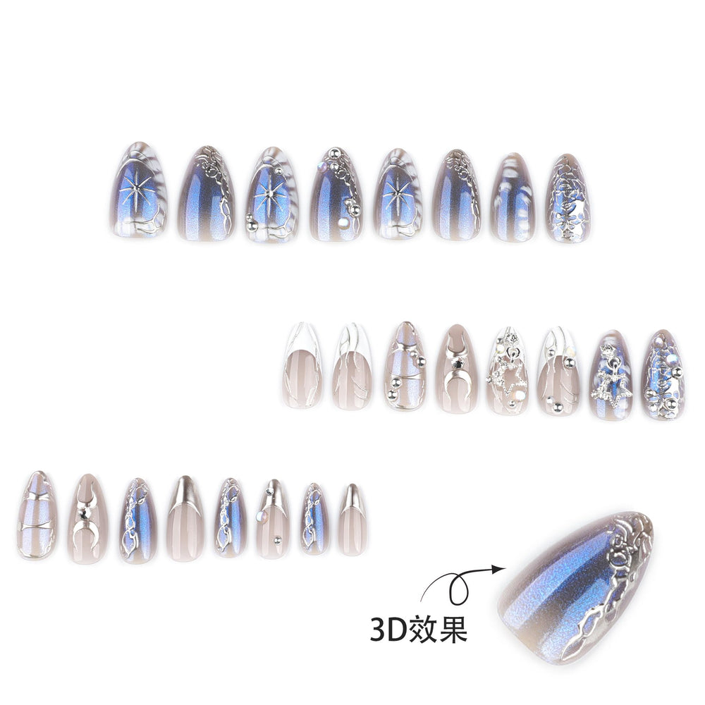 XZMeiLun in-use image applying a press-on nail for quick salon results