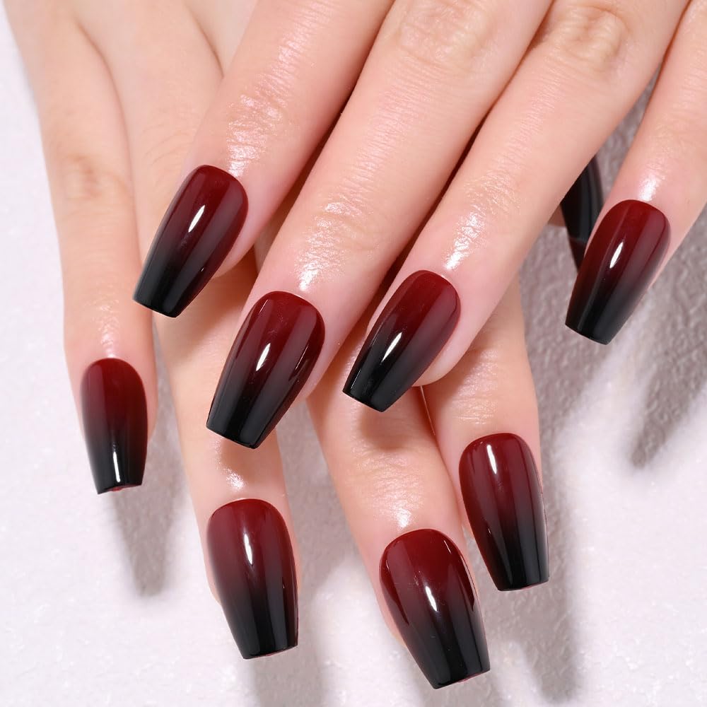 XZMeiLun front packaging showing ombre coffin nails and accessories, highlights convenience