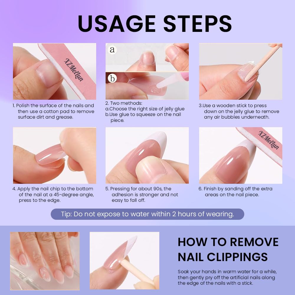 XZMeiLun lifted nail edge with removal stick, illustrates safe reusable removal