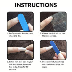 XZMeiLun size comparison chart beside nails demonstrating correct fit for each finger