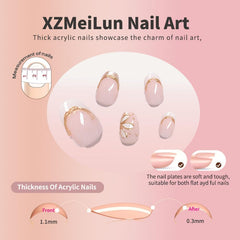 XZMeiLun white flower French tip close-up showing delicate floral accent and shine