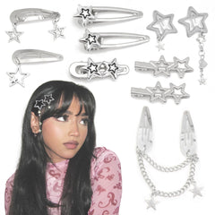 YAEISM silver star clips front packaging showing ten-piece set benefit easy selection