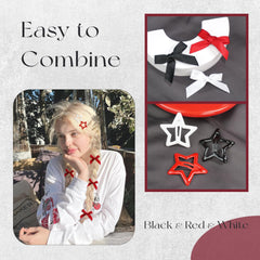 YAEISM three-color spread with red black white bows offering styling versatility