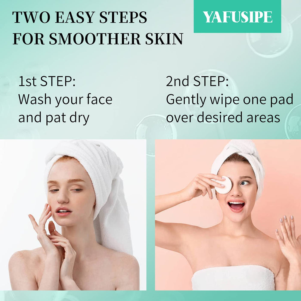 YAFUSIPE pad being applied to cheek demonstrating gentle resurfacing