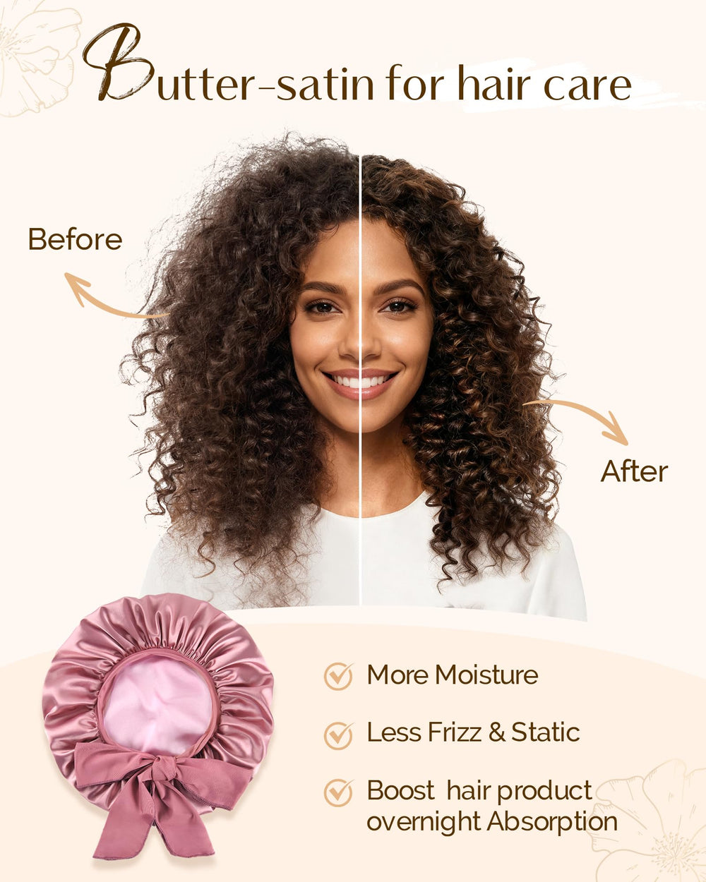 YANIBEST on model with curly hair showcasing preserved curls after sleep