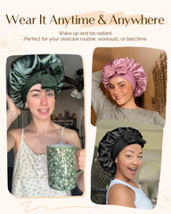 YANIBEST bonnet in hand size comparison indicating roomy fit for various hair